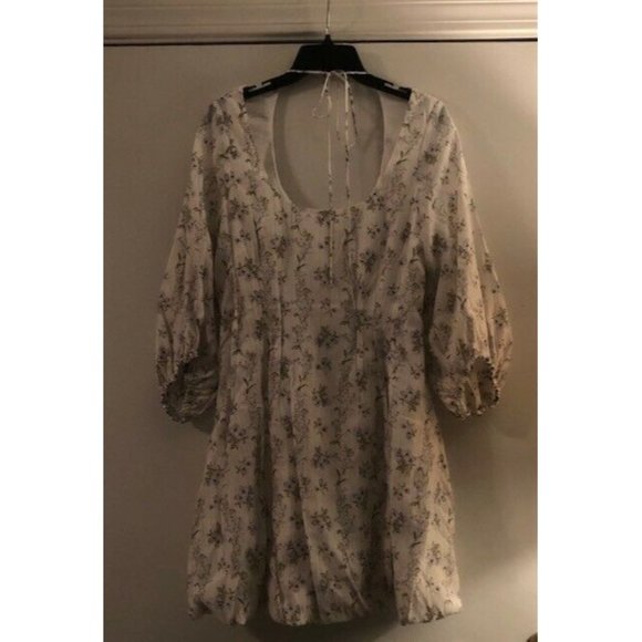 NWT BROCK COLLECTION X H&M COLLABORATION WHITE FLORAL BALLON HEM DRESS SZ MEDIUM - Picture 10 of 12
